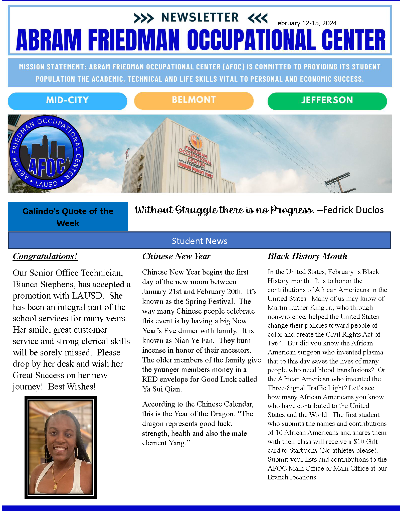 Newsletter Page one